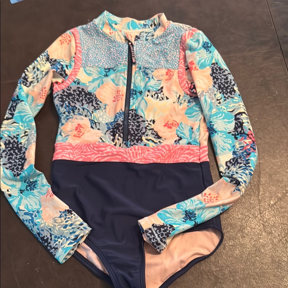 Athleta Girl Floral Rashguard - Blue, Pink, Cream